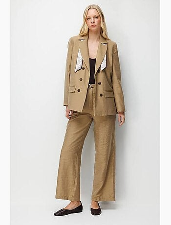 Pantaloni a vita alta testurizzati a gamba larga con cintura mixray