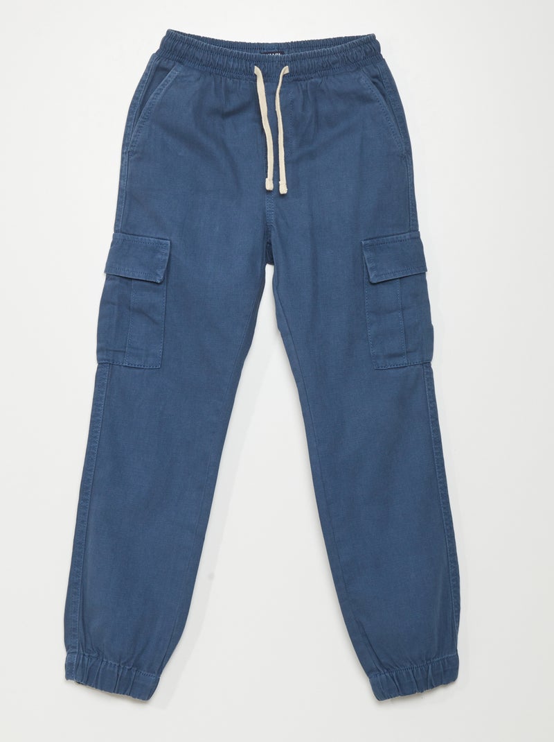 Pantaloni a vita elasticizzata con tasche blu scuro - Kiabi