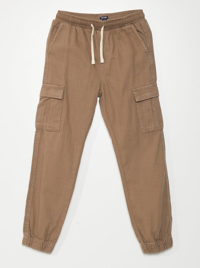 Pantaloni a vita elasticizzata con tasche marrone cenere - Kiabi