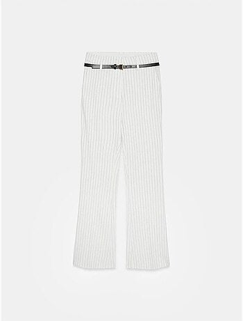 Pantaloni a zampa a righe a vita alta con cintura dilvin