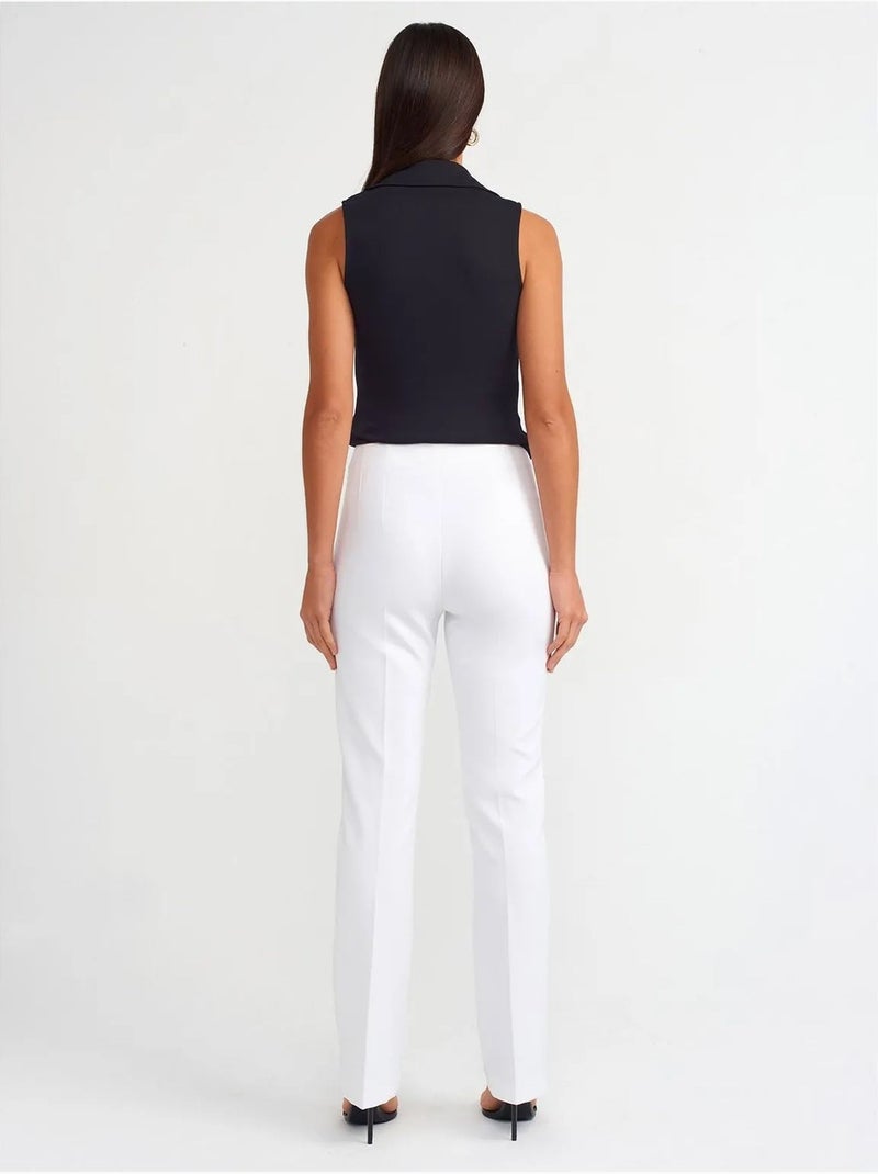 Pantaloni a zampa a vita alta Bianco - Kiabi