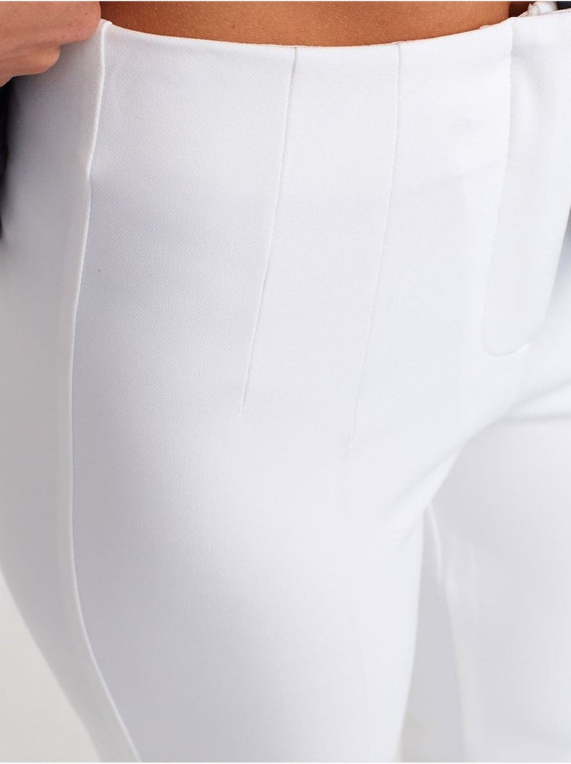 Pantaloni a zampa a vita alta Bianco - Kiabi