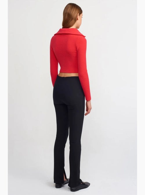 Pantaloni a zampa a vita alta con spacco dilvin - Kiabi
