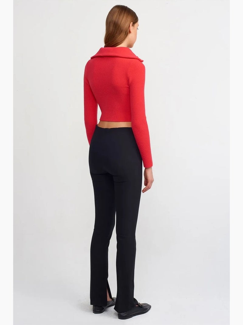 Pantaloni a zampa a vita alta con spacco dilvin Nero - Kiabi