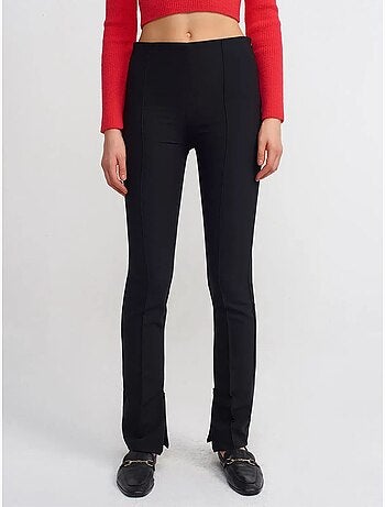 Pantaloni a zampa a vita alta con spacco