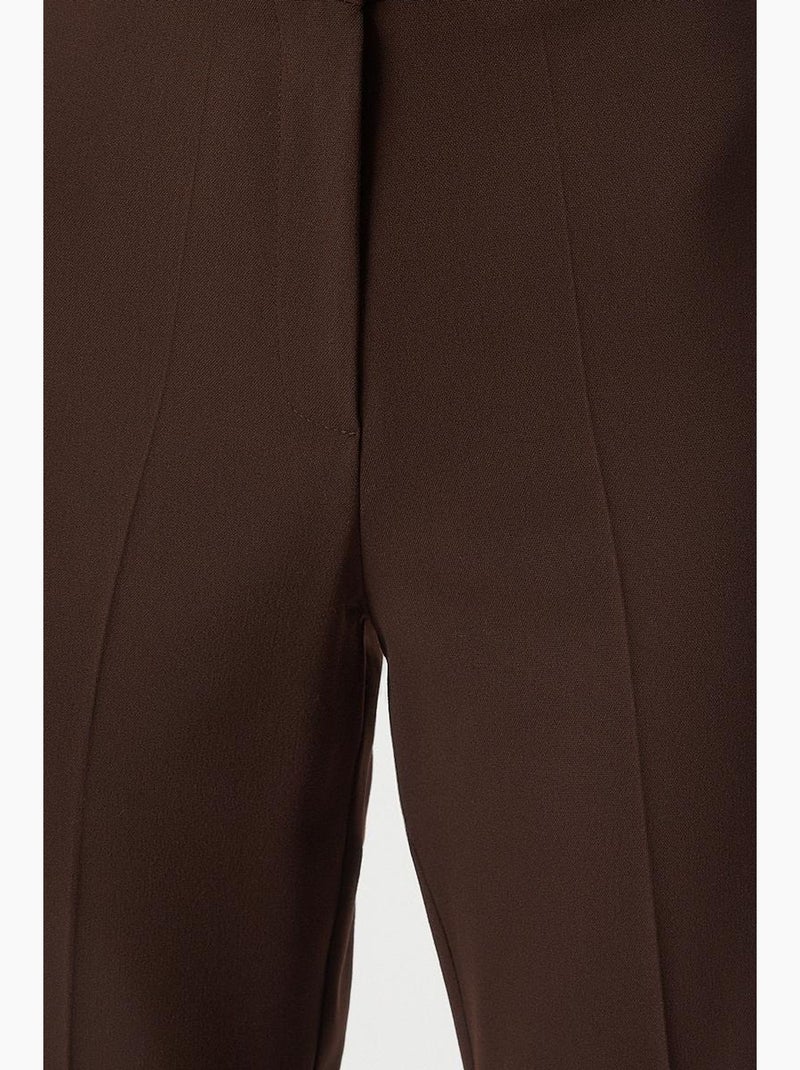 Pantaloni a zampa a vita alta con zip istanbul Marrone cioccolato - Kiabi