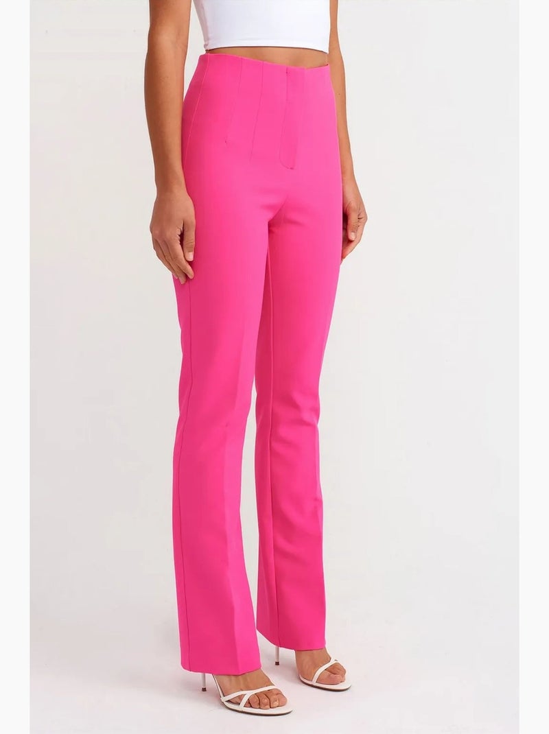 Pantaloni a zampa a vita alta dilvin Rosa fluo/Solinotes - Kiabi
