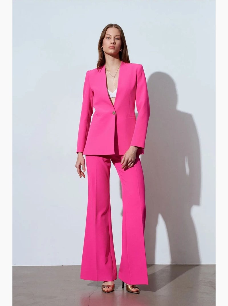 Pantaloni a zampa a vita alta dilvin Rosa fluo/Solinotes - Kiabi