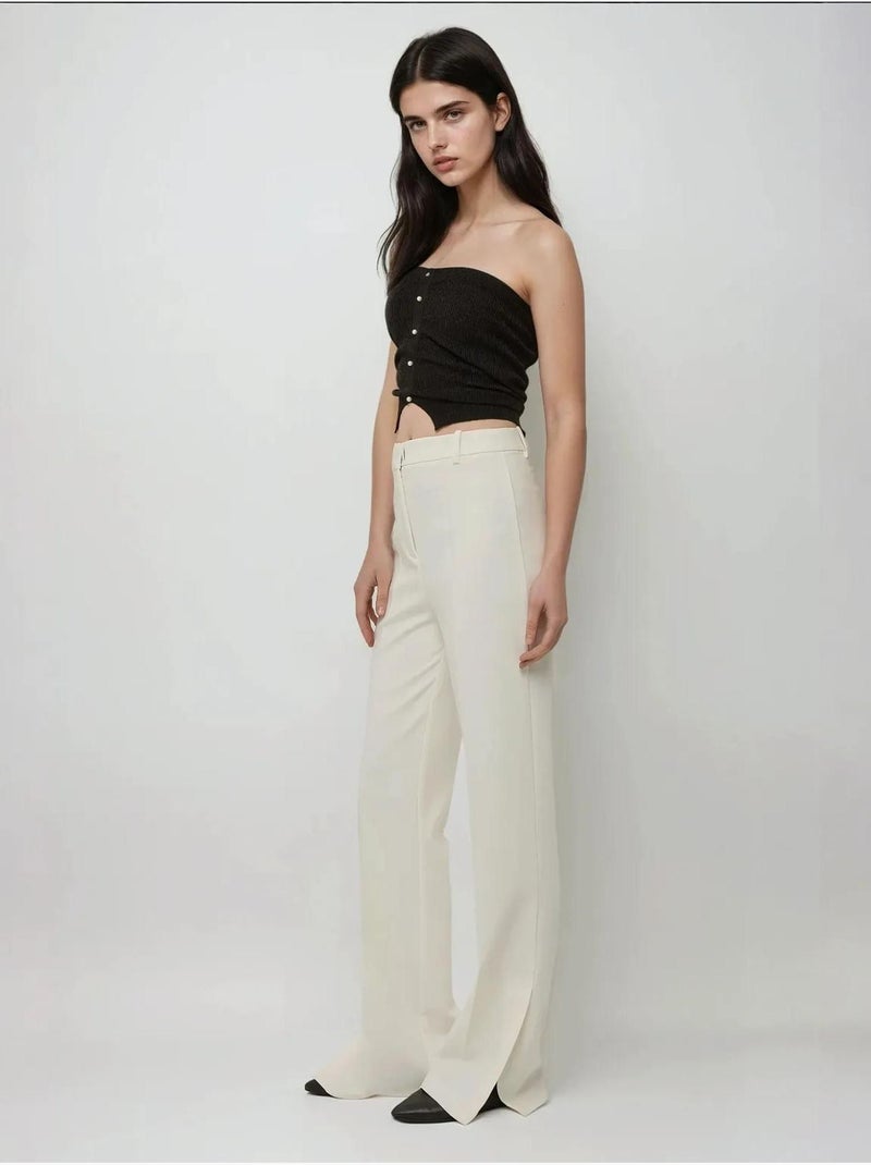 Pantaloni a zampa a vita alta Premium Bianco - Kiabi