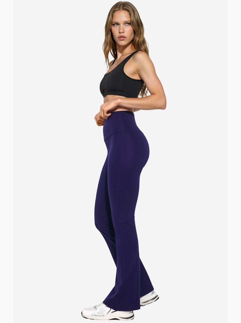 Pantaloni a zampa comfortlux a vita alta hiccup Indaco - Kiabi