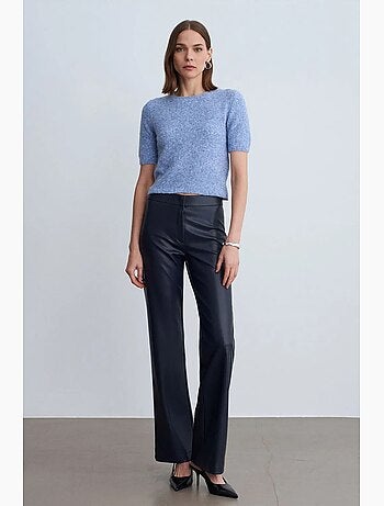 Pantaloni a zampa da donna in ecopelle dilvin