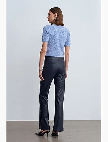 Pantaloni a zampa da donna in ecopelle dilvin
