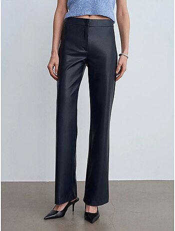Pantaloni a zampa da donna in ecopelle dilvin