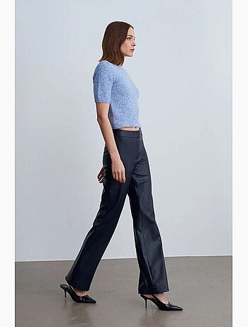 Pantaloni a zampa da donna in ecopelle dilvin