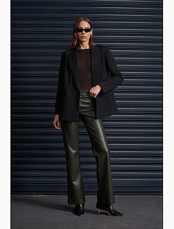 Pantaloni a zampa da donna in ecopelle dilvin