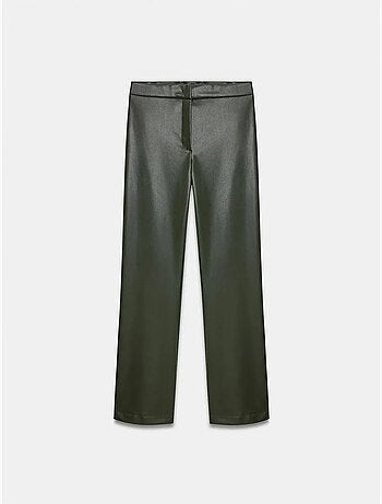 Pantaloni a zampa da donna in ecopelle dilvin