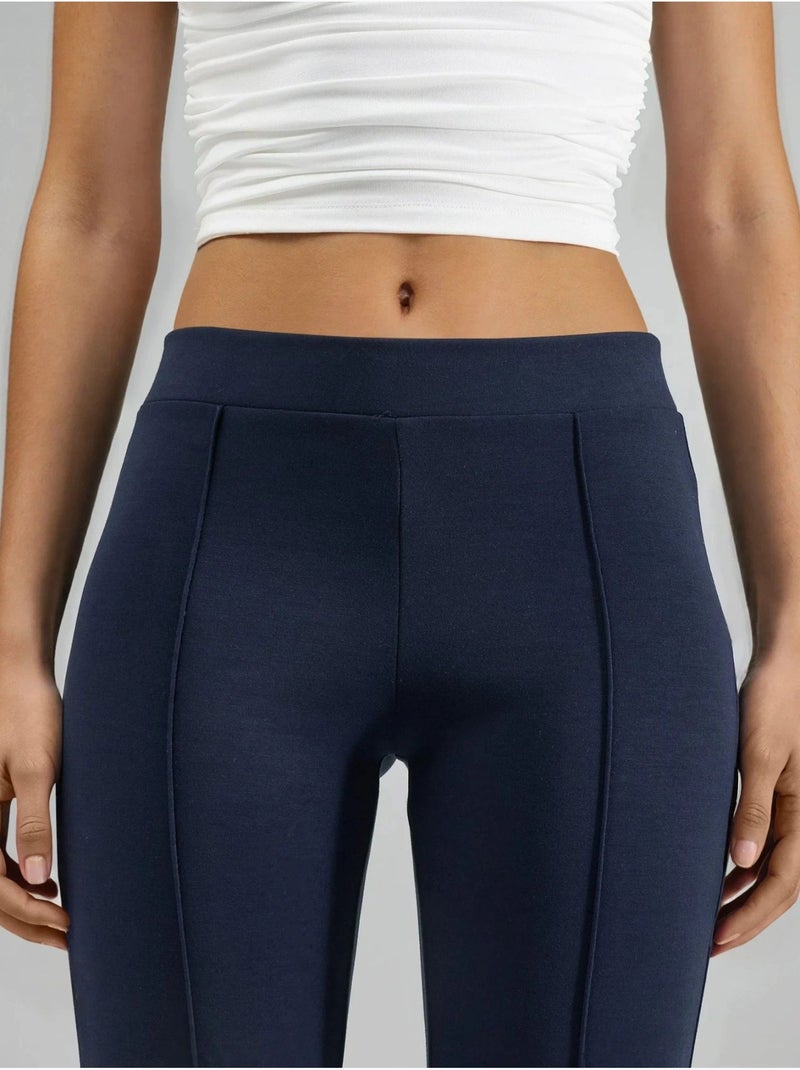 Pantaloni a zampa elasticizzati a coste busem Blu marino - Kiabi