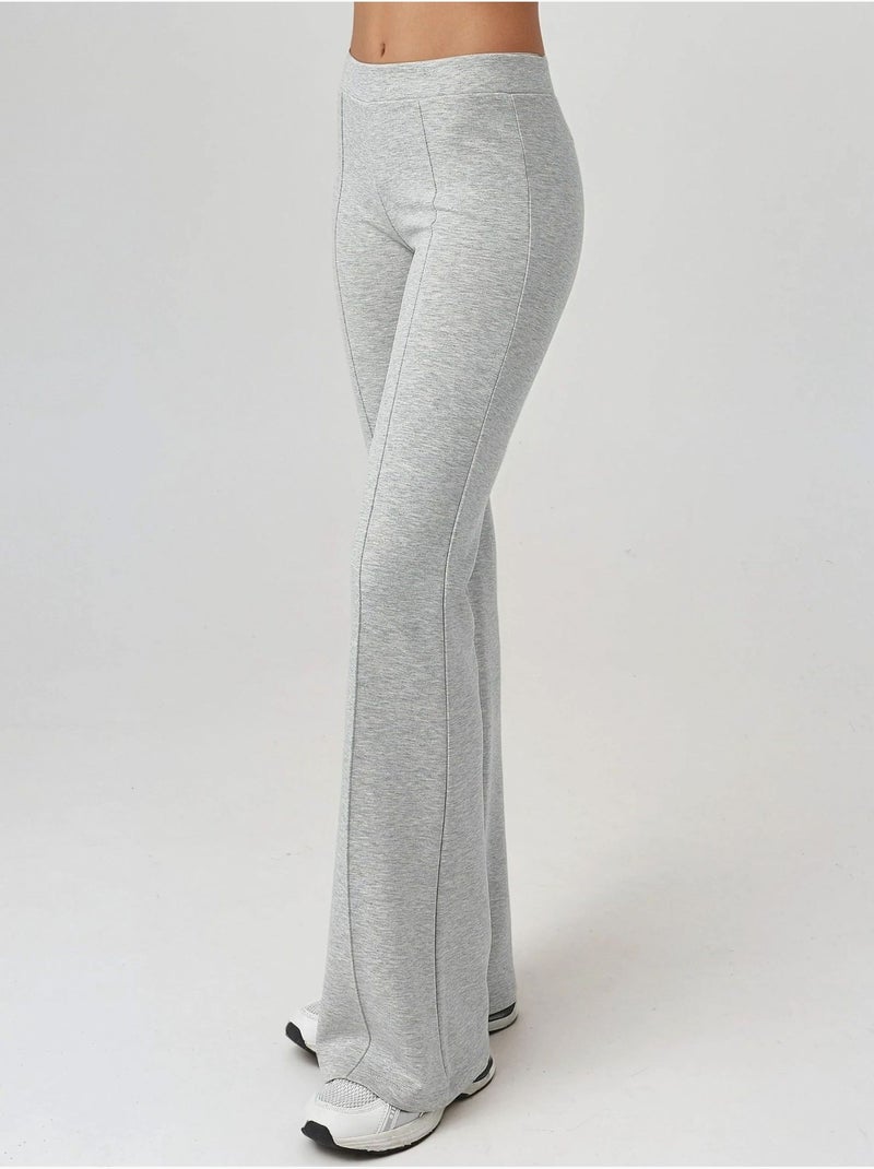 Pantaloni a zampa elasticizzati a coste busem Grigio chiaro - Kiabi