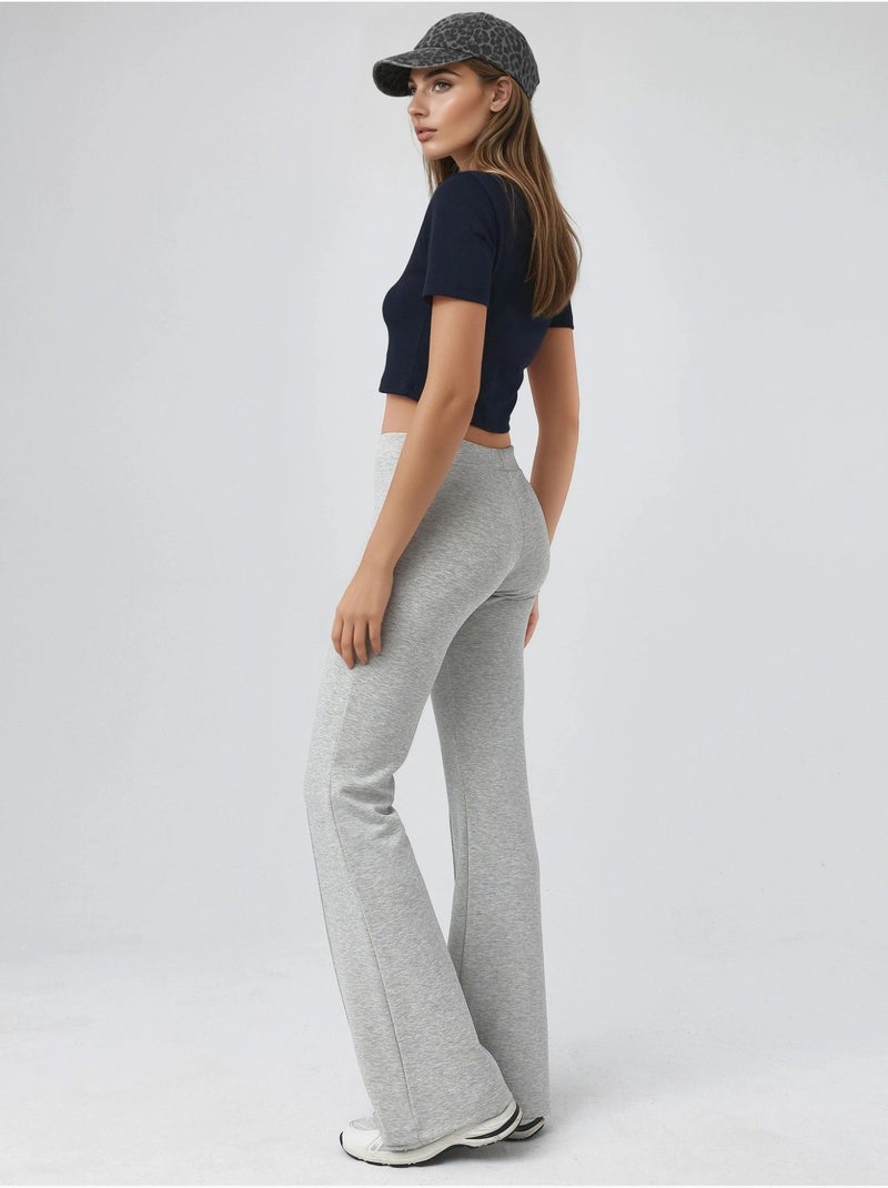 Pantaloni a zampa elasticizzati a coste busem Grigio chiaro - Kiabi
