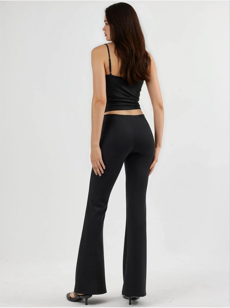 Pantaloni a zampa elasticizzati a coste busem Nero - Kiabi