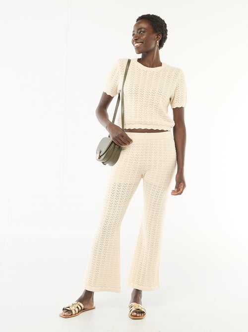 Pantaloni a zampa in crochet - Kiabi