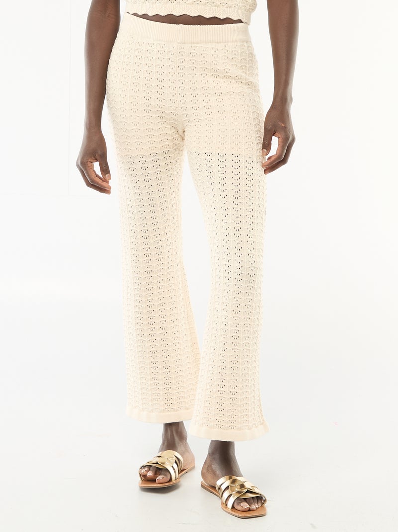 Pantaloni a zampa in crochet Beige - Kiabi