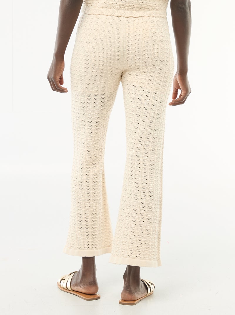 Pantaloni a zampa in crochet Beige - Kiabi