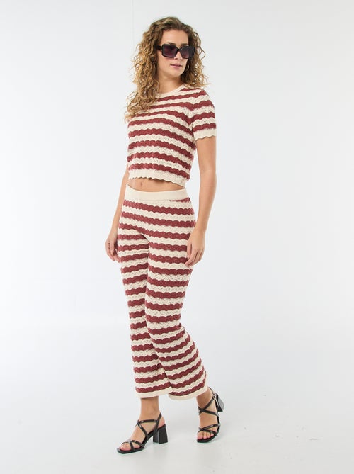 Pantaloni a zampa in crochet - Kiabi
