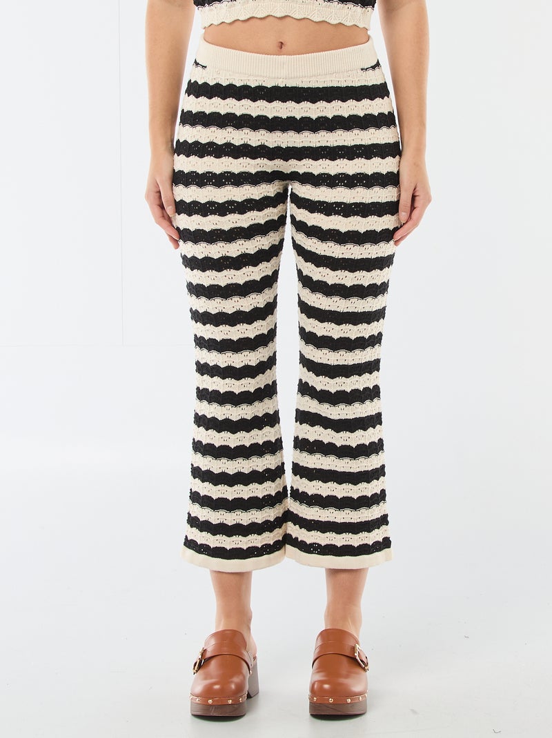 Pantaloni a zampa in crochet Beige - Kiabi