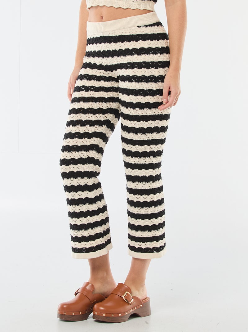 Pantaloni a zampa in crochet Beige - Kiabi