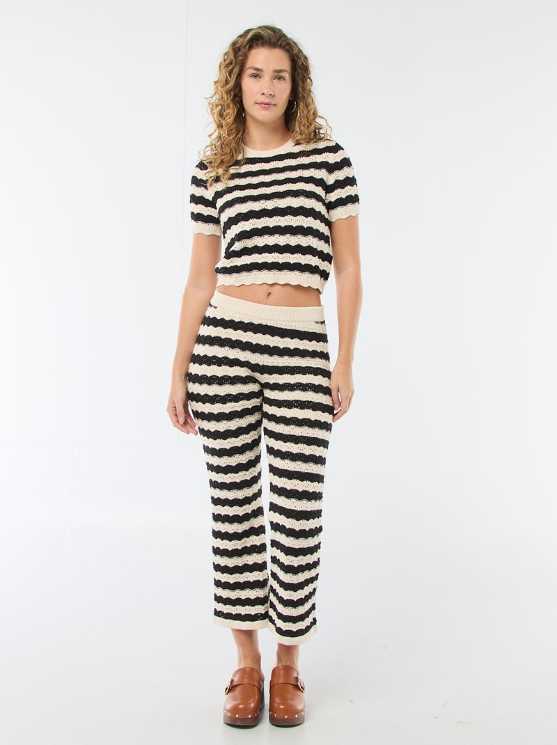 Pantaloni a zampa in crochet Beige - Kiabi