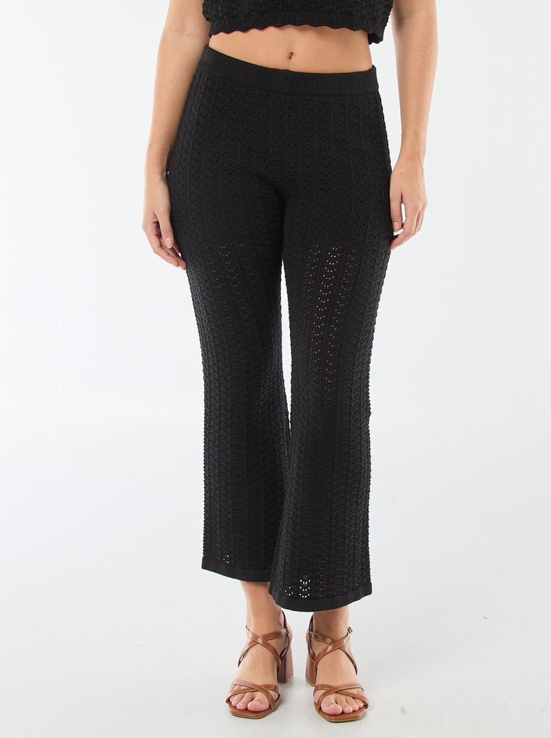 Pantaloni a zampa in crochet Nero - Kiabi