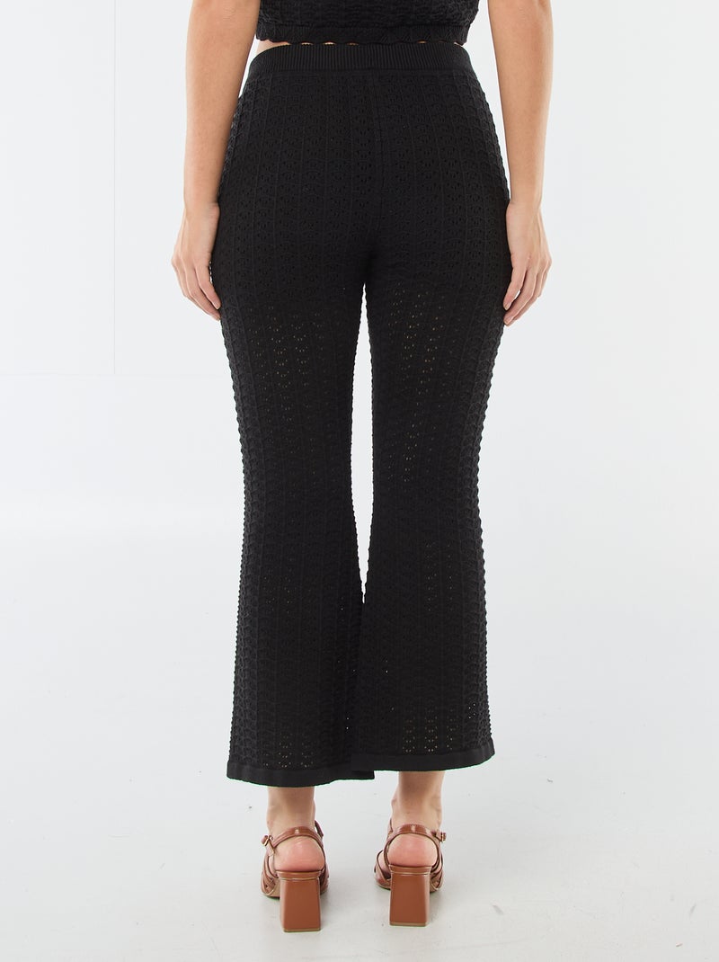 Pantaloni a zampa in crochet Nero - Kiabi
