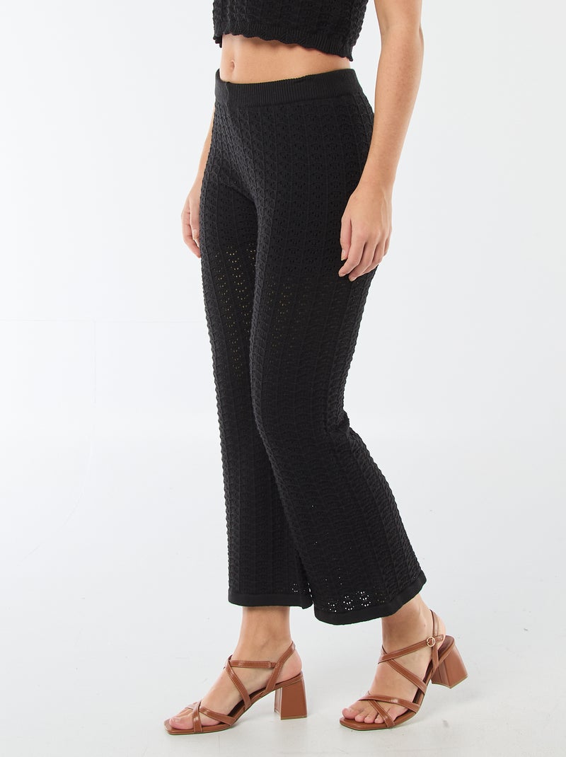 Pantaloni a zampa in crochet Nero - Kiabi