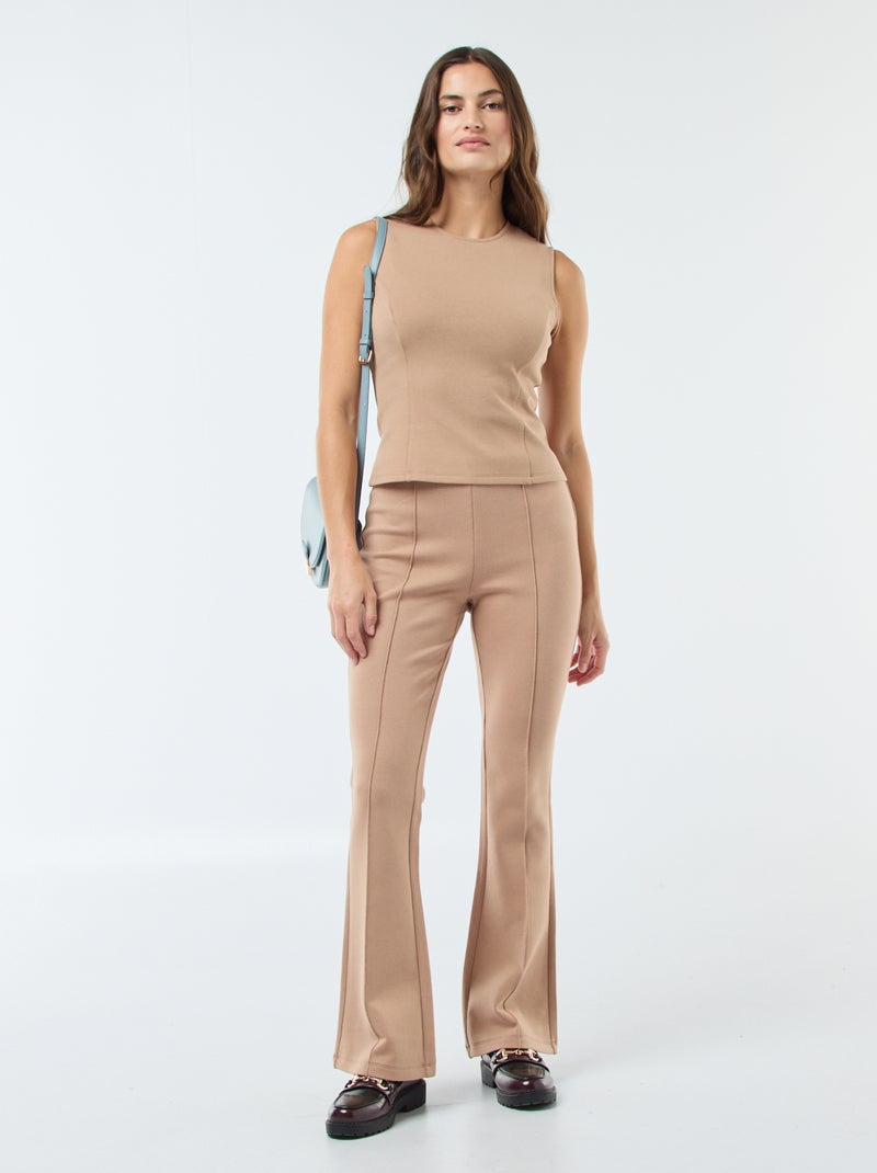 Pantaloni a zampa in felpa leggera Marrone - Kiabi