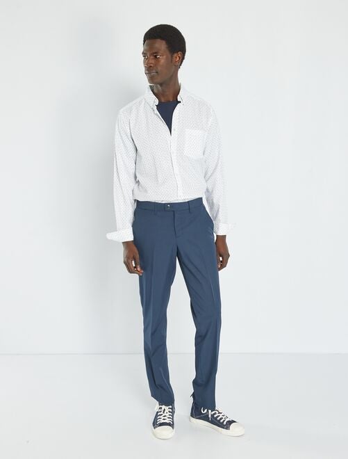 Pantaloni abito in twill taglio aderente - blu marino - Kiabi - 15.00€