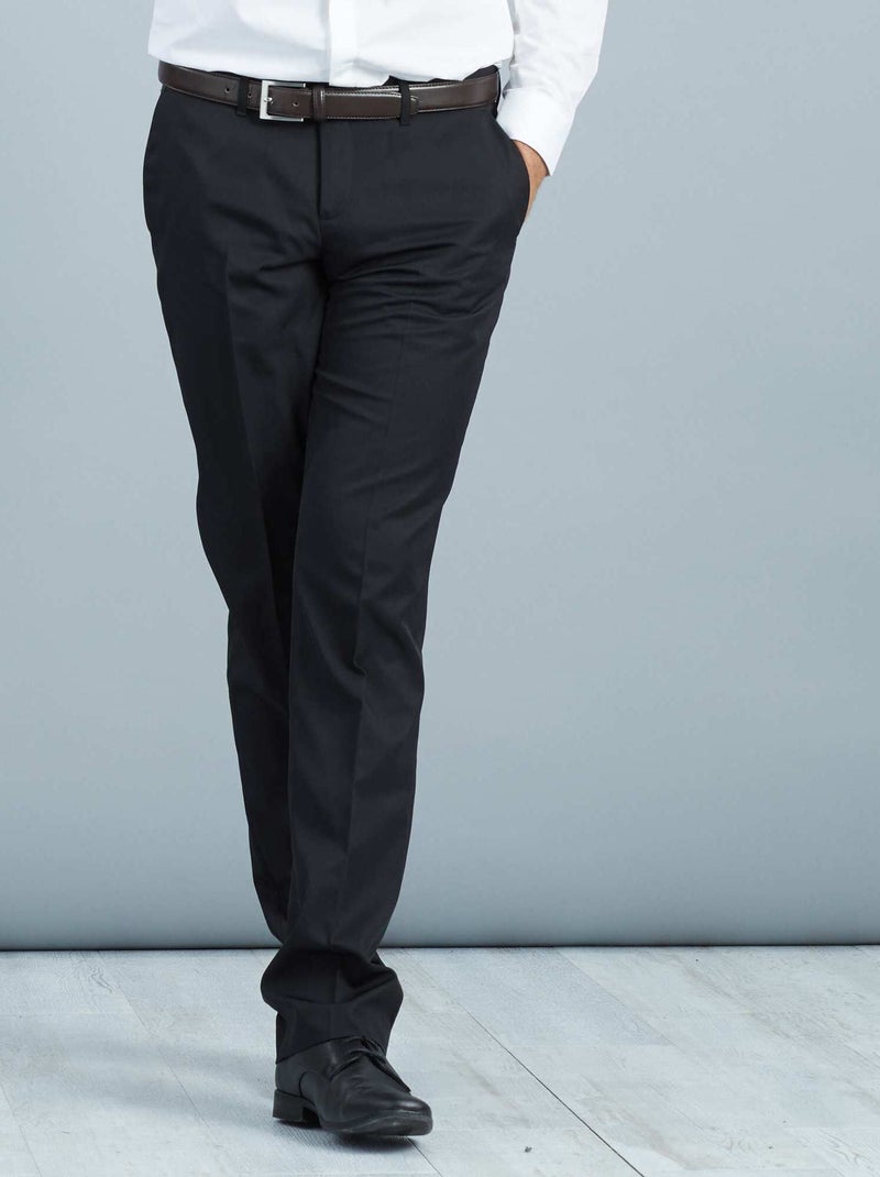 Pantaloni abito in twill taglio dritto nero - Kiabi