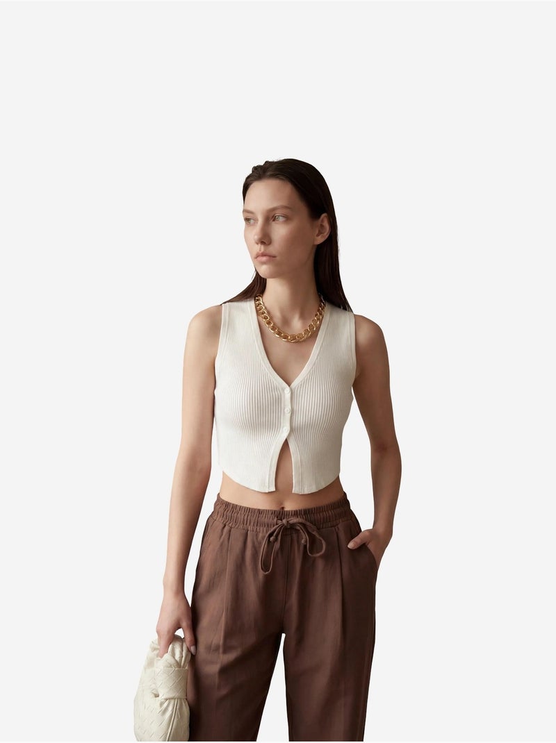 Pantaloni alla caviglia con coulisse in vita e tasca my fashion Marrone cioccolato - Kiabi