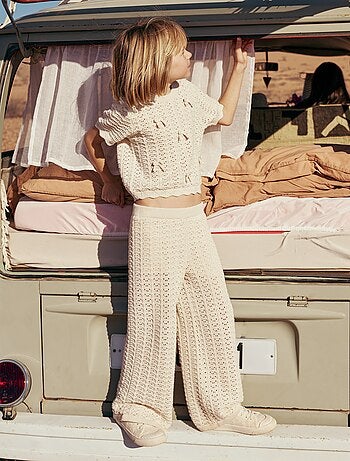 Pantaloni all'uncinetto a zampa d'elefante / svasati