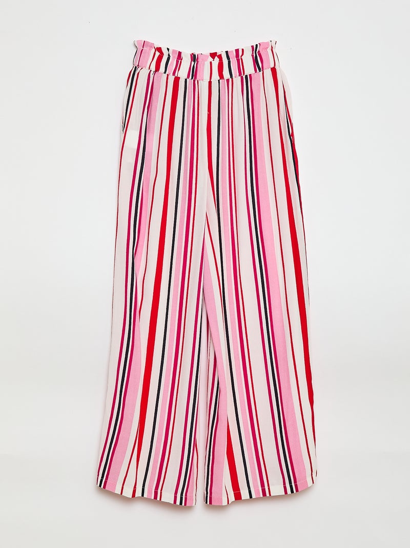 Pantaloni ampi a fantasia con elastico in vita Bianco - Kiabi