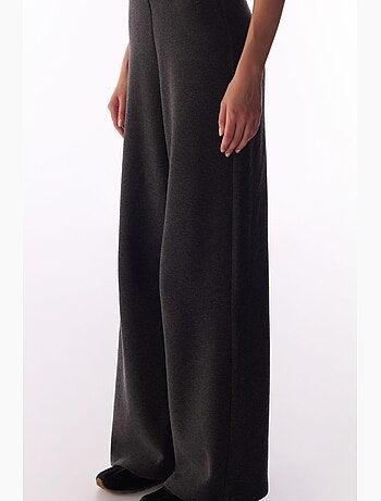 Pantaloni ampi a gamba larga con motivo mélange caldo penti