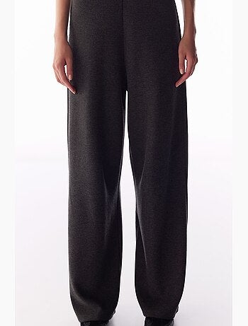 Pantaloni ampi a gamba larga con motivo mélange caldo penti