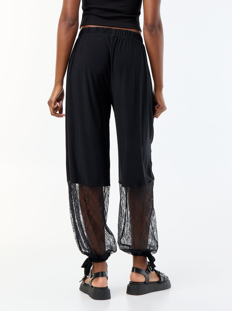 Pantaloni ampi a palloncino con bordo in pizzo Nero - Kiabi
