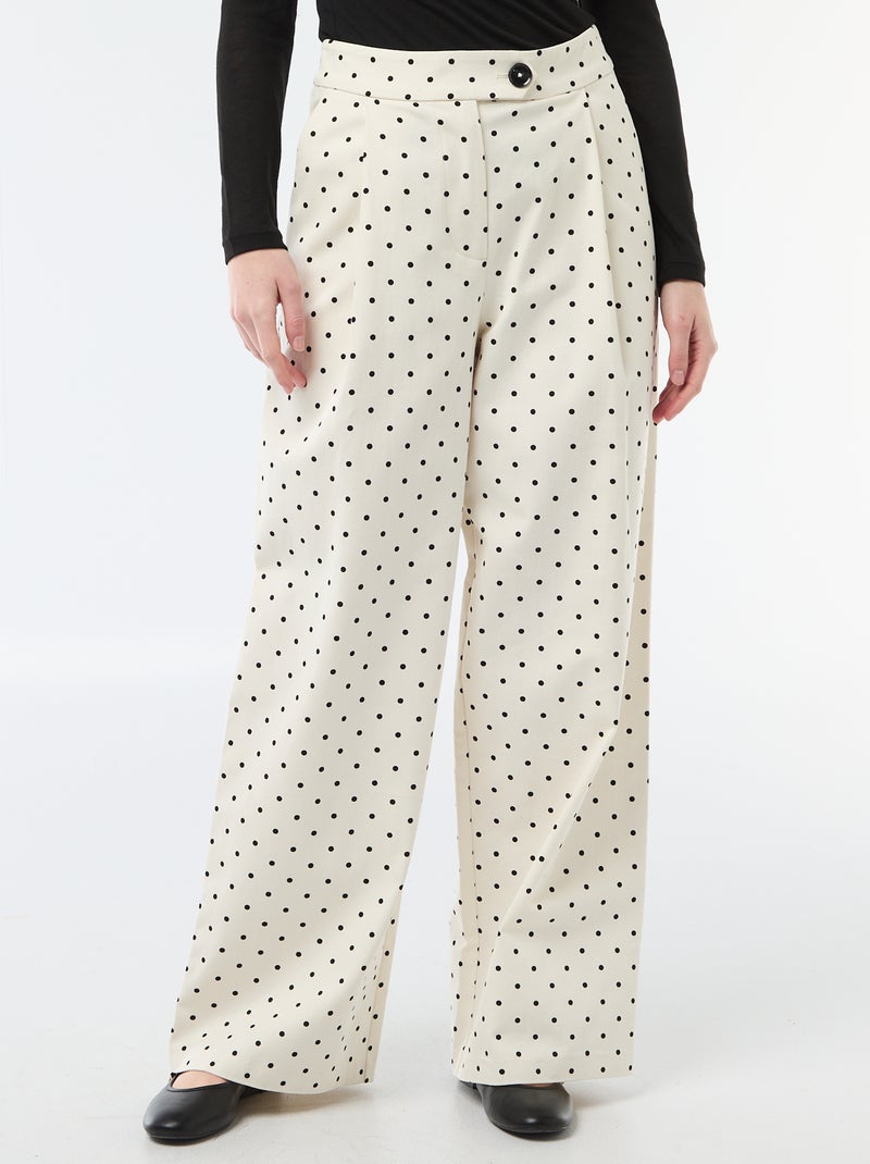 Pantaloni ampi a pois Bianco - Kiabi