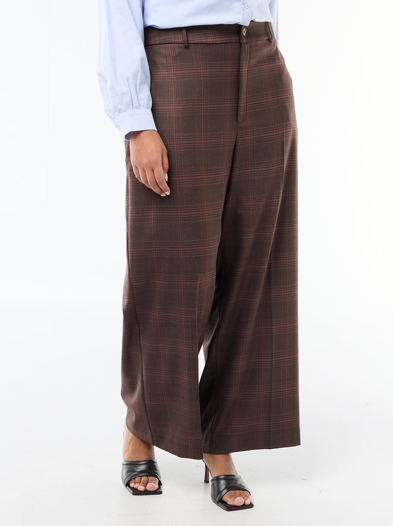 Pantaloni ampi a quadri Marrone - Kiabi