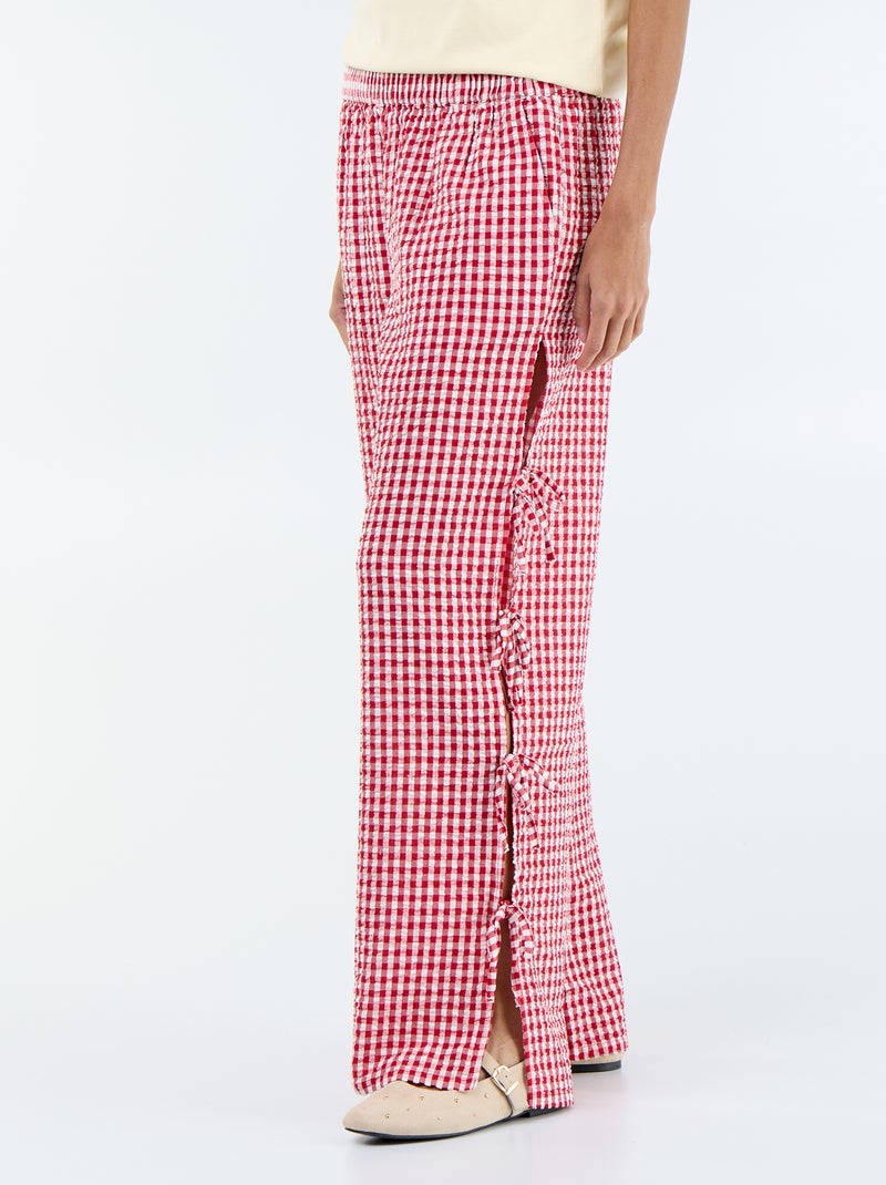 Pantaloni ampi a quadri vichy Rosso - Kiabi