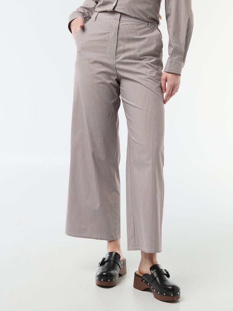 Pantaloni ampi a righe Beige - Kiabi