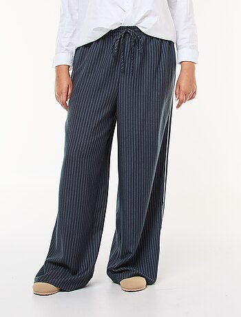 Pantaloni ampi a righe con elastico in vita