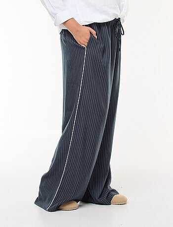 Pantaloni ampi a righe con elastico in vita