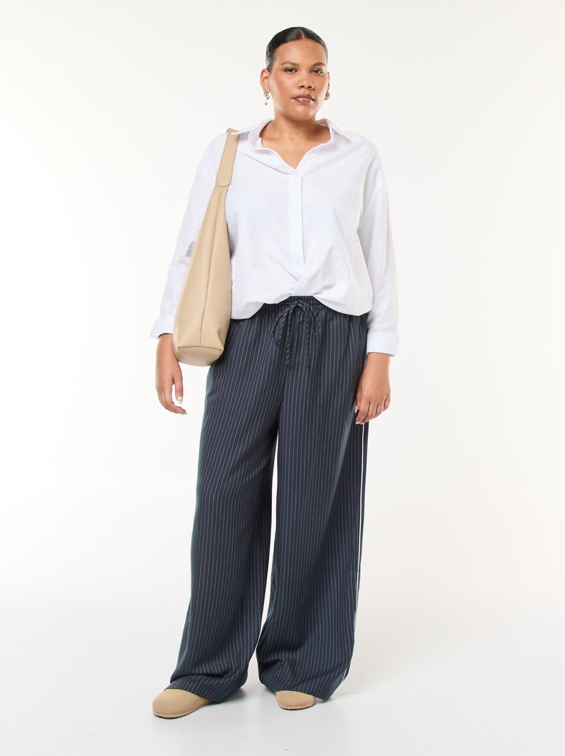 Pantaloni ampi a righe con elastico in vita Blu - Kiabi